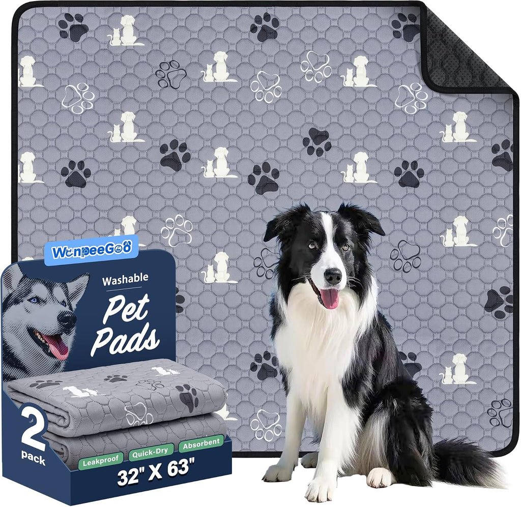 Washable Pee Pads for Dogs, Waterproof, 18 X 24 In, 4 Pack, Gray | Super Absorbent, Waterproof and Non-Slip; Washable, Reusable Dog Pads for Crates, Playpens, Floors, Furniture and Travel