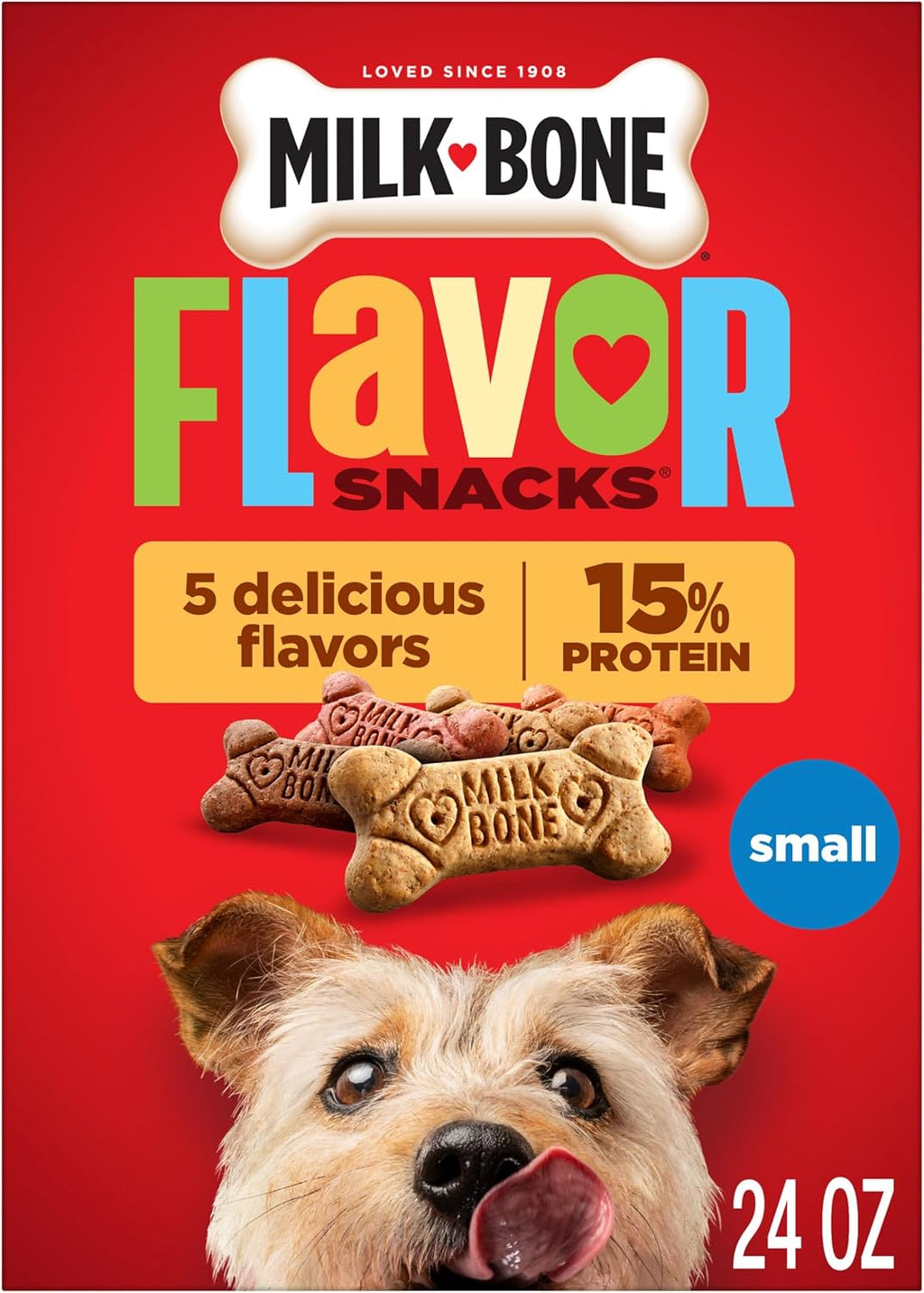 Flavor Snacks Mini’S Dog Biscuits, Flavored Crunchy Dog Treats, 36 Oz. Canister | 5 Calories per Treat, 15% Protein, 3 Flavors per Canister (Beef, Chicken & Bacon, Naturally & Artificially Flavored)