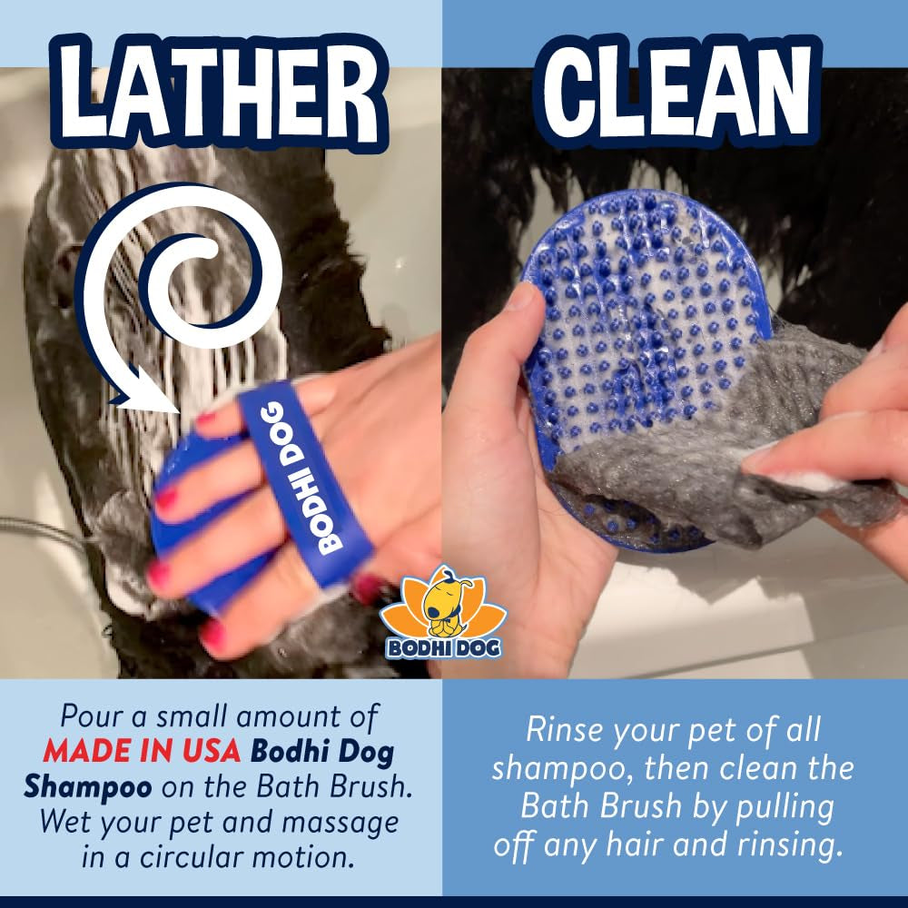 Shampoo Brush - Pet Grooming & Bath Supplies for Dogs and Cats - Bath Brush for Long & Short Hair - Premium Scrubber for Shower, Showerhead, Sprayer & Bathing (One Pack, Blue)