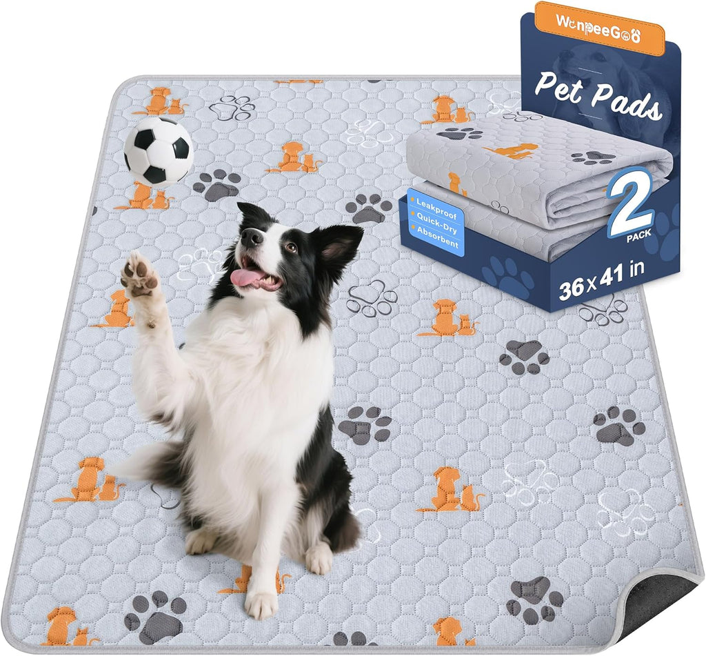 Washable Pee Pads for Dogs, Waterproof, 18 X 24 In, 4 Pack, Gray | Super Absorbent, Waterproof and Non-Slip; Washable, Reusable Dog Pads for Crates, Playpens, Floors, Furniture and Travel
