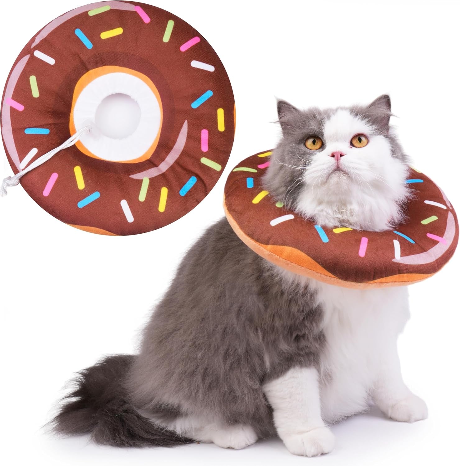 Cat Cone Collar Soft, Cat Recovery Collar for Wound Healing Cute Donut Adjustable Kitten Cones to Stop Licking Comfortable Lightweight Neck Elizabethan Collars for Kittens after Surgery
