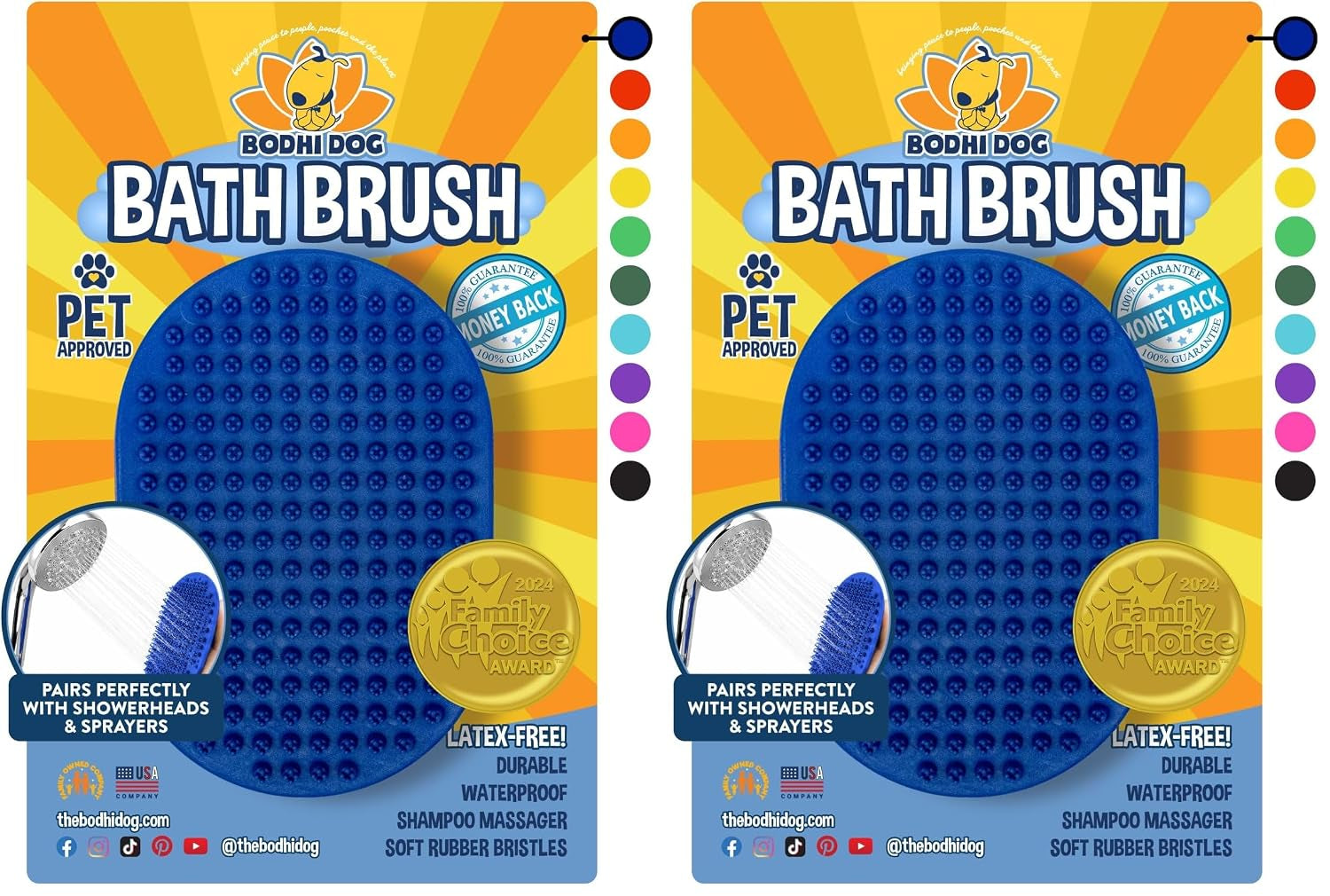 Shampoo Brush - Pet Grooming & Bath Supplies for Dogs and Cats - Bath Brush for Long & Short Hair - Premium Scrubber for Shower, Showerhead, Sprayer & Bathing (One Pack, Blue)