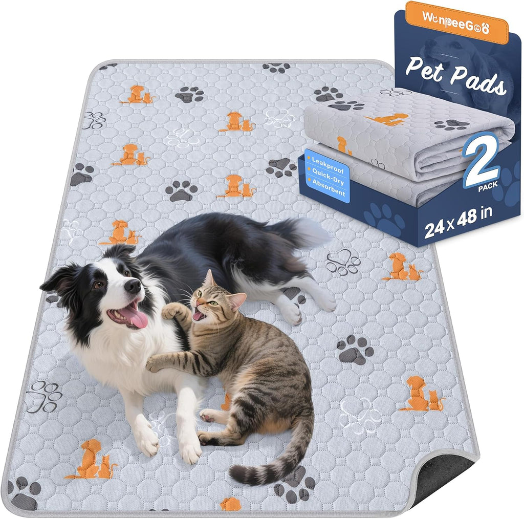 Washable Pee Pads for Dogs, Waterproof, 18 X 24 In, 4 Pack, Gray | Super Absorbent, Waterproof and Non-Slip; Washable, Reusable Dog Pads for Crates, Playpens, Floors, Furniture and Travel