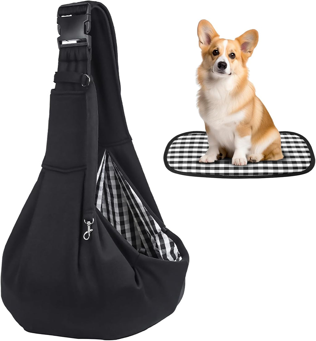 Dog and Cats Carrier Sling, Puppy Small Pet Carrier up to 16.5Lbs | Comfy Hard Bottom Support, Adjustable Padded Shoulder Strap, Hands-Free Dog Carrier Sling Bag for Outdoor Travel,Gray