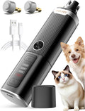 Dog Nail Grinder, Quiet Electric Dog Nail Trimmer with 2 LED Lights, 3-Speed Pet Nail Grinder for Dogs & Cats, Rechargeable 2000Mah Nail Grinder for Small Medium Large Dogs with Light, Black
