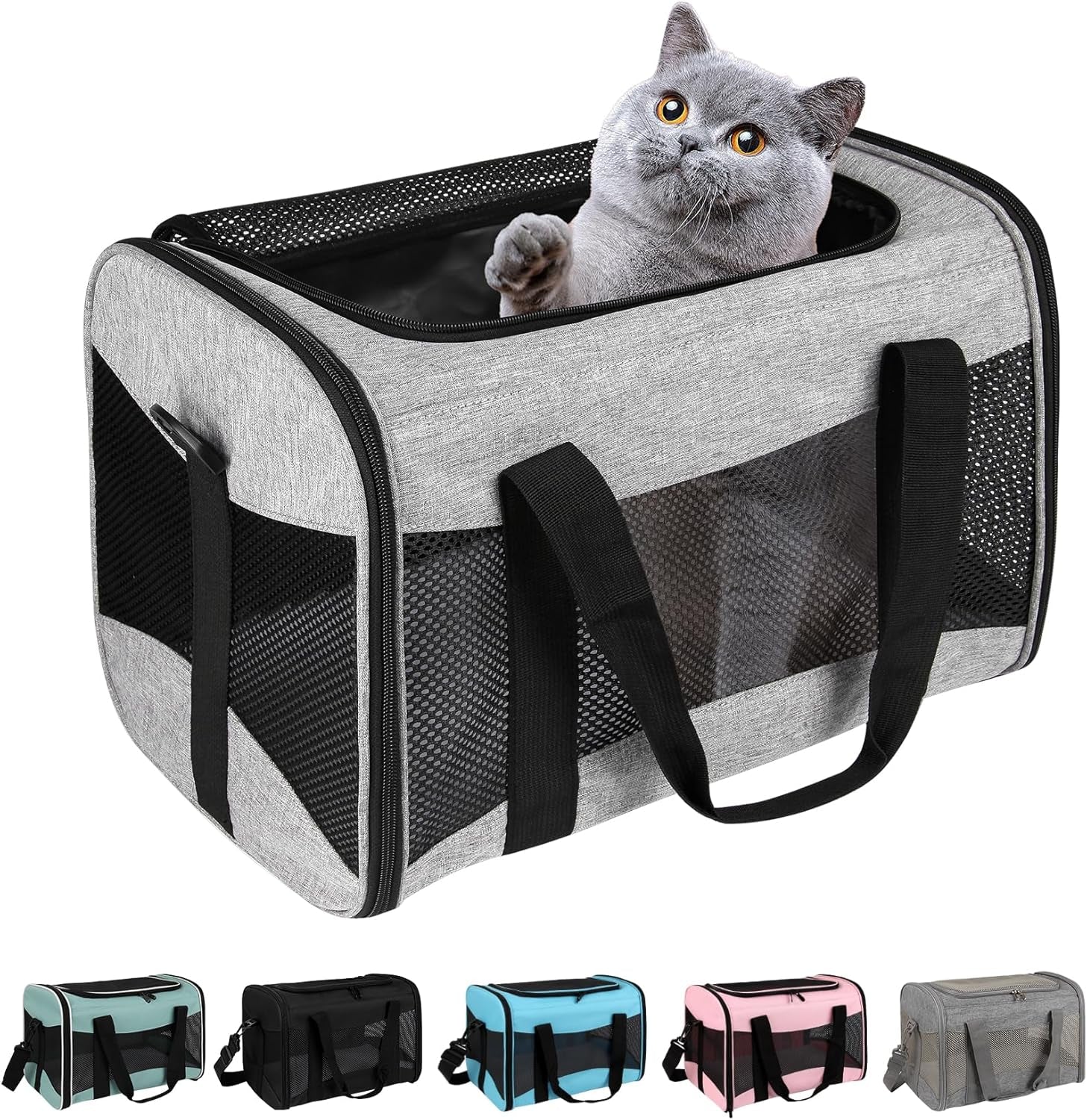 Cat Dog Carriers Soft-Sided Pet Carrier Large Cats for Medium Big Cat Small Dog Puppy up to 16Lbs TSA Airline Approved Animal Collapsible Cat Carrier Carriers Travel Carrier Cat Bag (17X11X11)