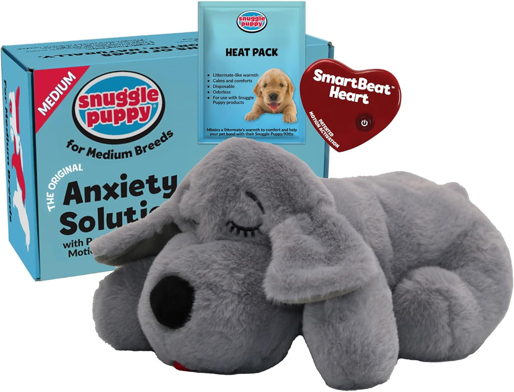 Snuggle Puppy Heartbeat Dog Toy for Puppies, Real-Feel Heartbeat, Calming Sleep Aid and Crate Training Comfort Toy with Heat Pack, Cream Plush Design