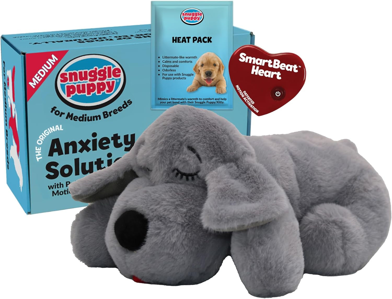 Snuggle Puppy Heartbeat Dog Toy for Puppies, Real-Feel Heartbeat, Calming Sleep Aid and Crate Training Comfort Toy with Heat Pack, Cream Plush Design