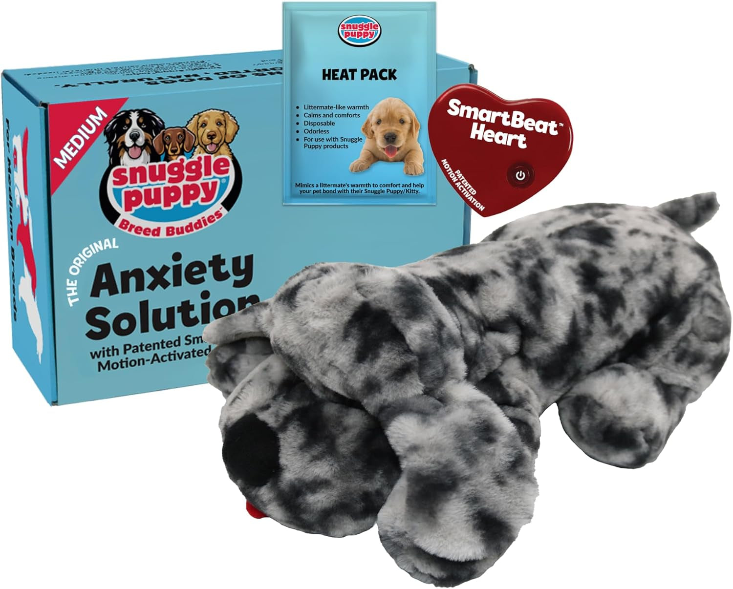 Snuggle Puppy Heartbeat Dog Toy for Puppies, Real-Feel Heartbeat, Calming Sleep Aid and Crate Training Comfort Toy with Heat Pack, Cream Plush Design