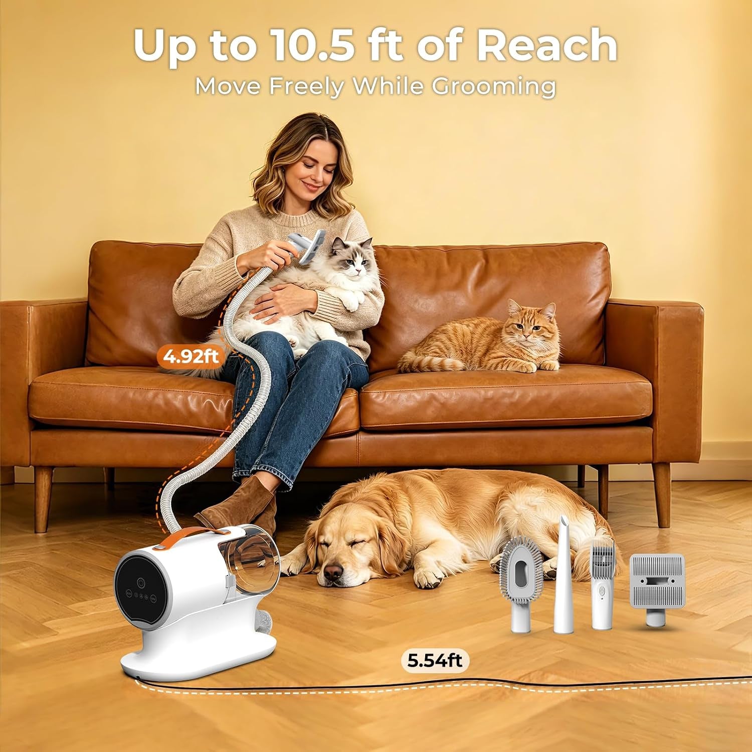Dog Grooming Vacuum Kit with Clippers, 12000Pa Strong Suction, 2L Large Dust Cup, Low Noise <50Db, 5-In-1 Pet Hair Trimmer for Dogs Cats Shedding & Home Grooming