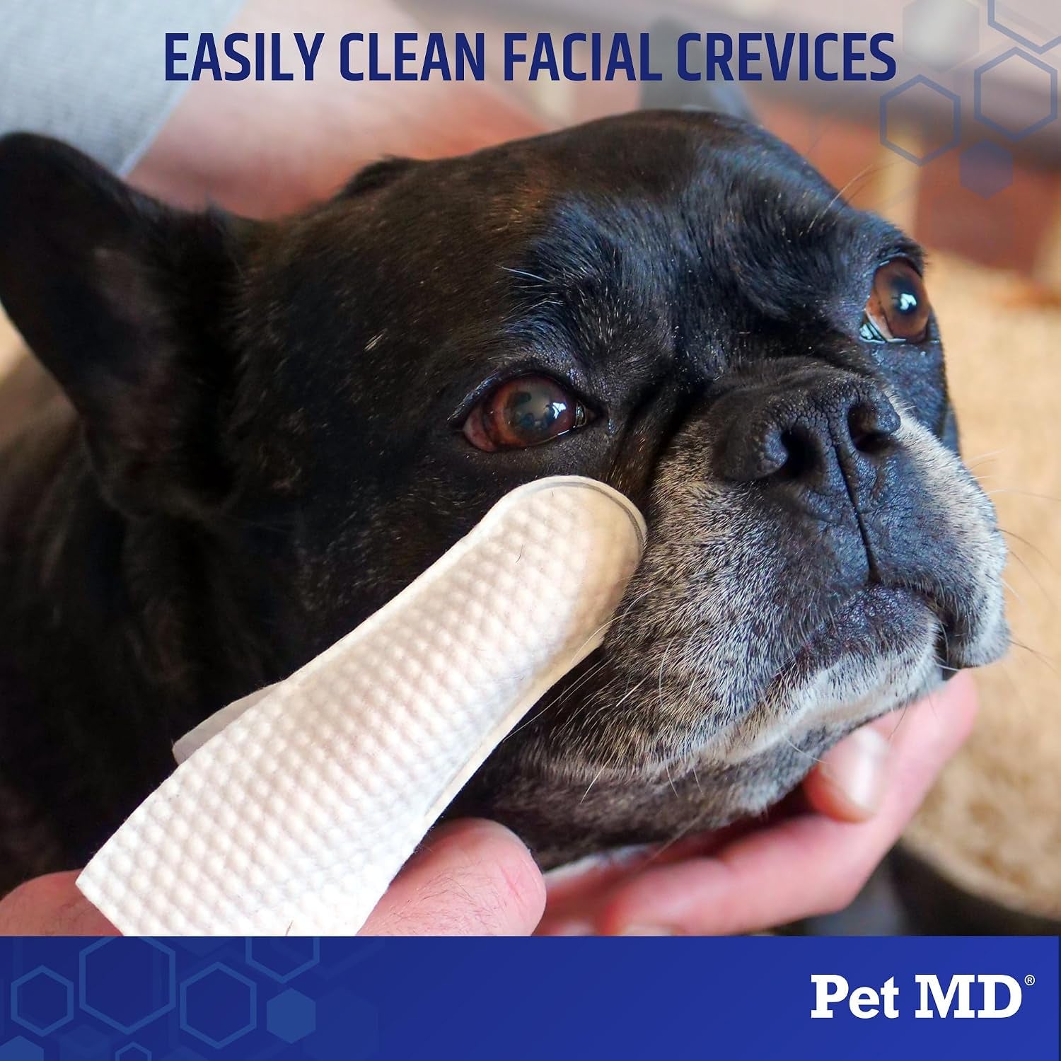 Finger Wipes - Tear Stain Remover for Dogs & Cats - 50Ct | Dog and Cat Eye Wipes for Discharge and Crust - Fragrance-Free & Hypoallergenic Face and Eye Cleaner