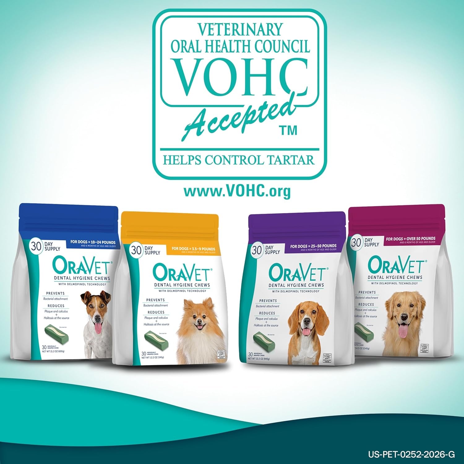 Dental Chews for Dogs, Oral Care and Hygiene Chews (Small Dogs, 10-24 Lbs.) Blue Pouch, 30 Count