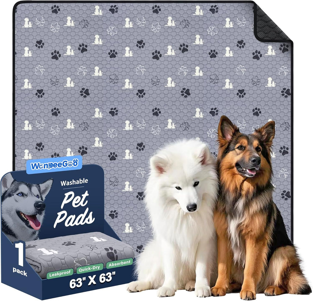 Washable Pee Pads for Dogs, Waterproof, 18 X 24 In, 4 Pack, Gray | Super Absorbent, Waterproof and Non-Slip; Washable, Reusable Dog Pads for Crates, Playpens, Floors, Furniture and Travel