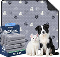 Washable Pee Pads for Dogs, Waterproof, 18 X 24 In, 4 Pack, Gray | Super Absorbent, Waterproof and Non-Slip; Washable, Reusable Dog Pads for Crates, Playpens, Floors, Furniture and Travel
