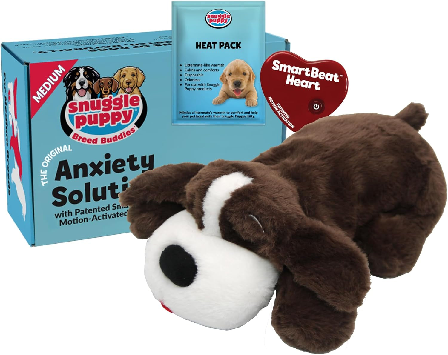 Snuggle Puppy Heartbeat Dog Toy for Puppies, Real-Feel Heartbeat, Calming Sleep Aid and Crate Training Comfort Toy with Heat Pack, Cream Plush Design