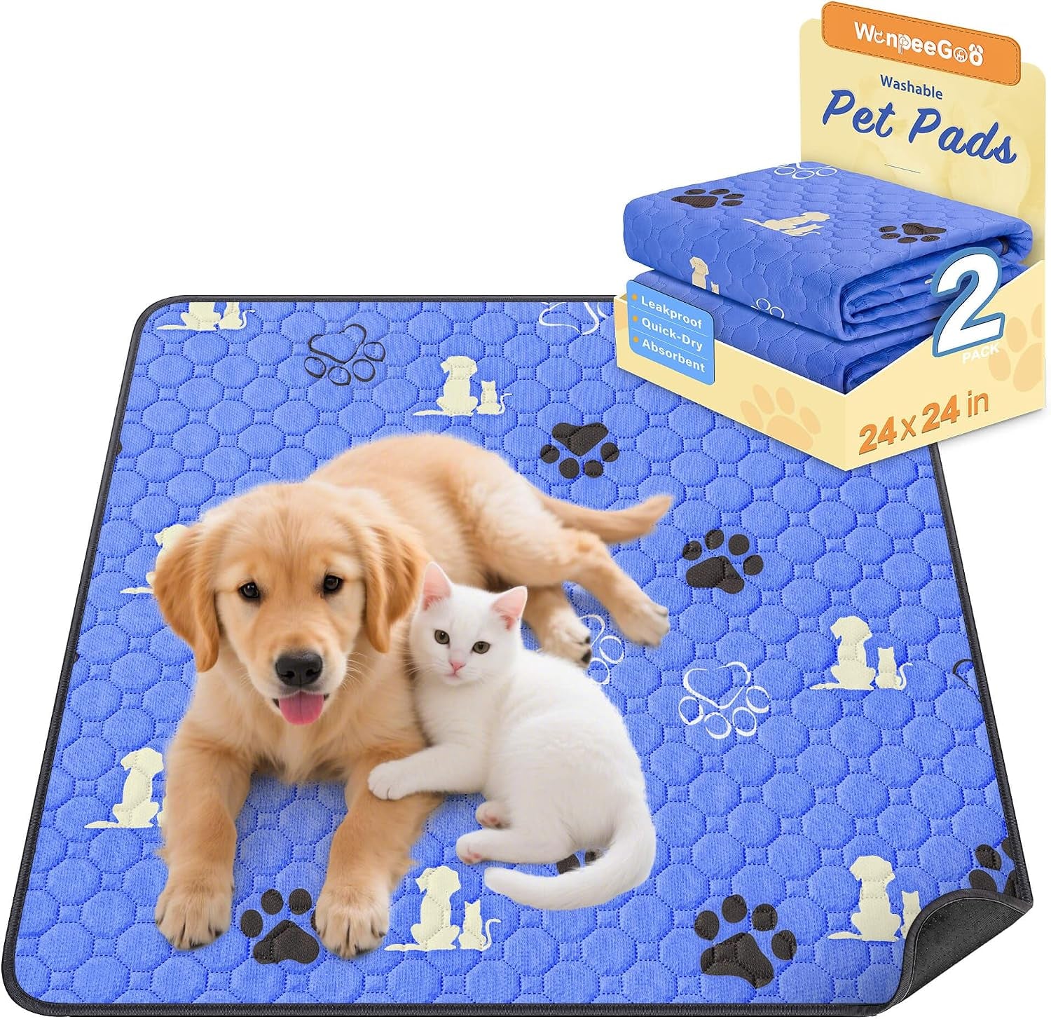 Washable Pee Pads for Dogs, Waterproof, 18 X 24 In, 4 Pack, Gray | Super Absorbent, Waterproof and Non-Slip; Washable, Reusable Dog Pads for Crates, Playpens, Floors, Furniture and Travel