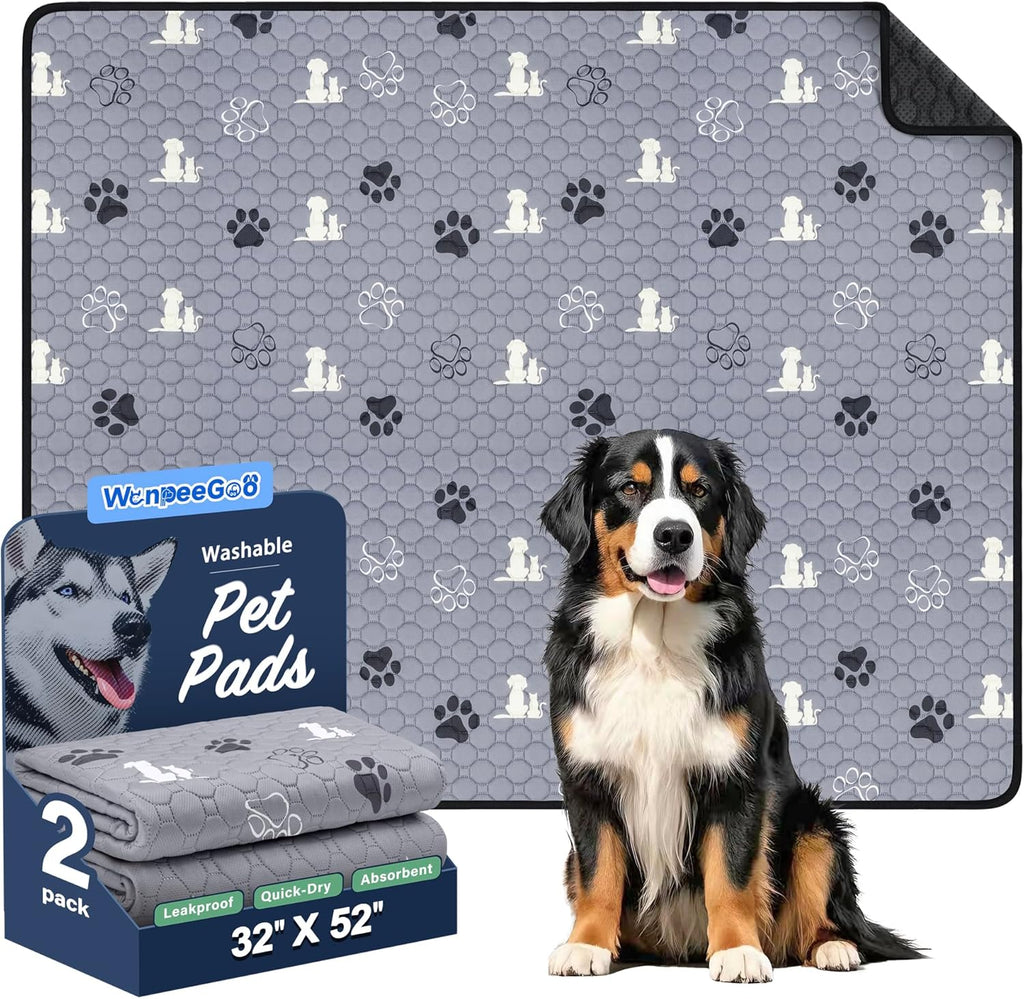 Washable Pee Pads for Dogs, Waterproof, 18 X 24 In, 4 Pack, Gray | Super Absorbent, Waterproof and Non-Slip; Washable, Reusable Dog Pads for Crates, Playpens, Floors, Furniture and Travel