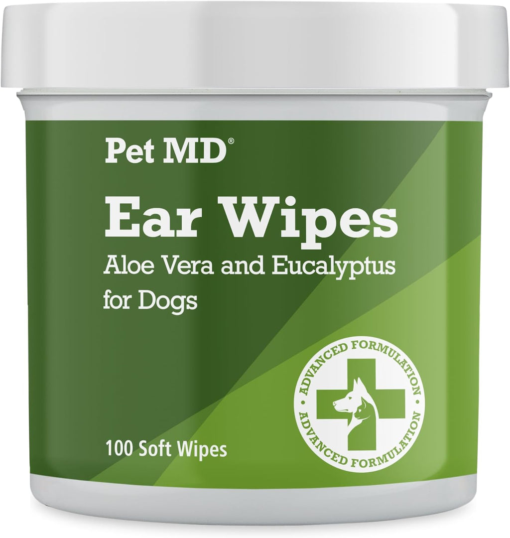 Dog Ear Cleaning Wipes – Otic Cleanser for Dogs - 100 Ct | Soothing Ear Care with Aloe Vera & Eucalyptus, Regular Wipes