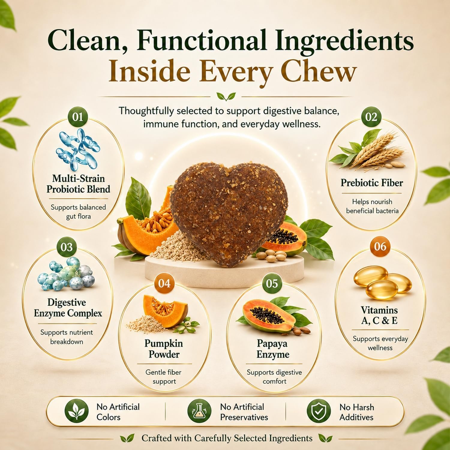 Wikiray Probiotics for Dogs – Soft Chews for Digestive Health & Immunity | 120 Chews | 3 Billion CFU, Pumpkin, Enzymes, Vitamins & Prebiotics | Made with Natural Ingredients