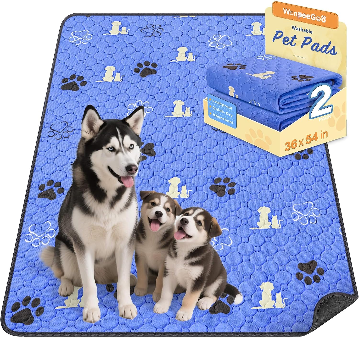 Washable Pee Pads for Dogs, Waterproof, 18 X 24 In, 4 Pack, Gray | Super Absorbent, Waterproof and Non-Slip; Washable, Reusable Dog Pads for Crates, Playpens, Floors, Furniture and Travel
