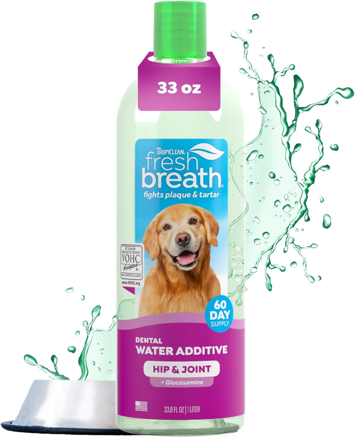 Fresh Breath Water Additive for Dogs, Dog Breath Freshener and Teeth Cleaning Solution, No Toothpaste or Toothbrush Required, 16Oz.