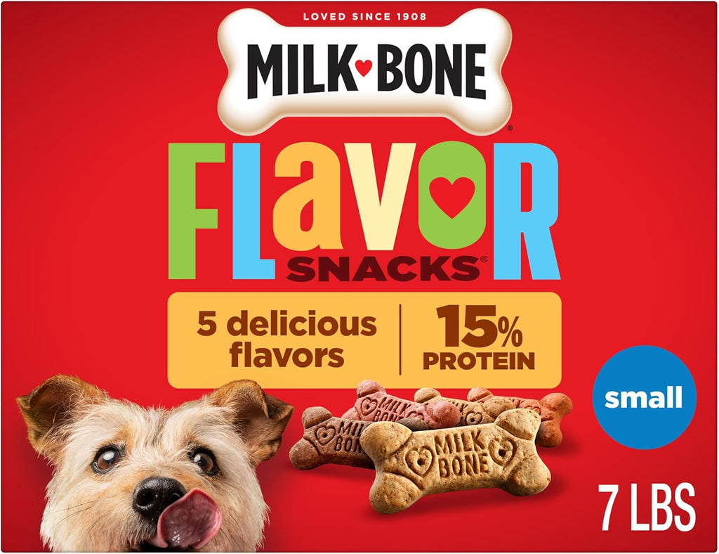 Flavor Snacks Mini’S Dog Biscuits, Flavored Crunchy Dog Treats, 36 Oz. Canister | 5 Calories per Treat, 15% Protein, 3 Flavors per Canister (Beef, Chicken & Bacon, Naturally & Artificially Flavored)