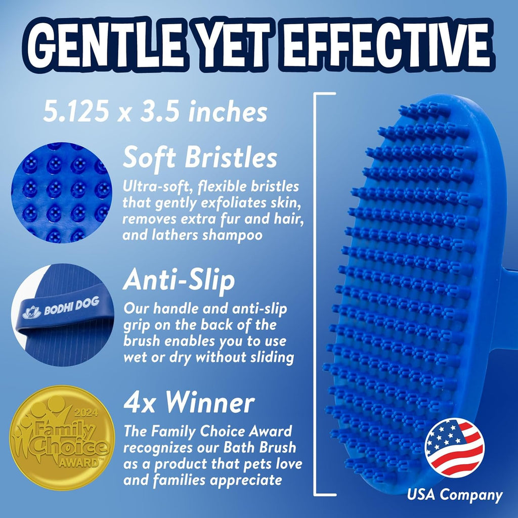Shampoo Brush - Pet Grooming & Bath Supplies for Dogs and Cats - Bath Brush for Long & Short Hair - Premium Scrubber for Shower, Showerhead, Sprayer & Bathing (One Pack, Blue)