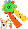 Dog Snuffle Ball-Interactive Puzzle Dog Toys Encourage Natural Foraging Skills Slow Feeder for Training and Stress Relief, Cloth Strip Hiding Food Dog Toys with Squeaky Carrot Toy for Any Size
