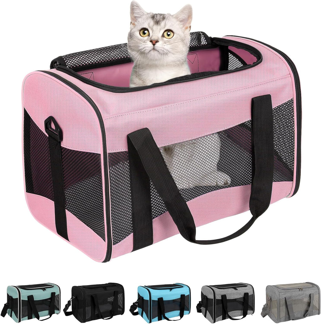 Cat Dog Carriers Soft-Sided Pet Carrier Large Cats for Medium Big Cat Small Dog Puppy up to 16Lbs TSA Airline Approved Animal Collapsible Cat Carrier Carriers Travel Carrier Cat Bag (17X11X11)