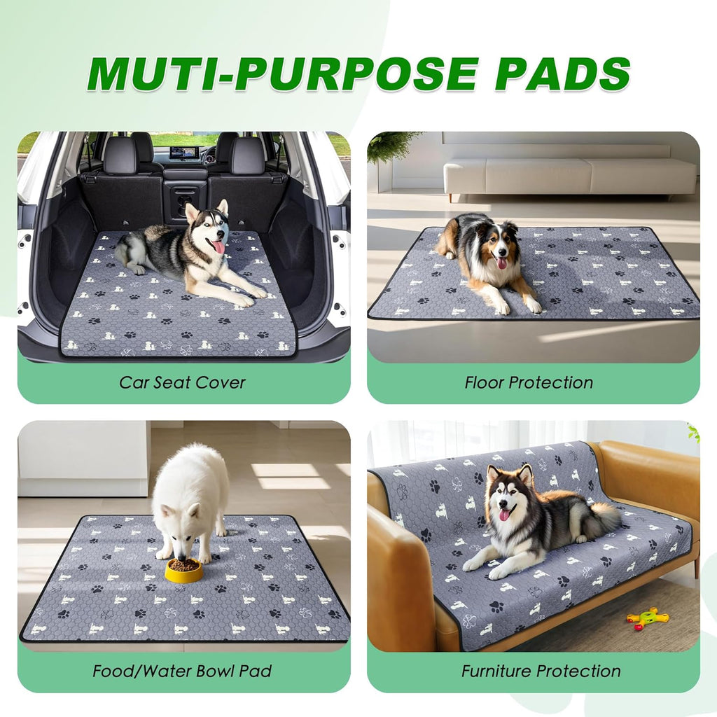 Washable Pee Pads for Dogs, Waterproof, 18 X 24 In, 4 Pack, Gray | Super Absorbent, Waterproof and Non-Slip; Washable, Reusable Dog Pads for Crates, Playpens, Floors, Furniture and Travel