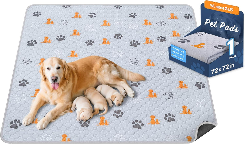 Washable Pee Pads for Dogs, Waterproof, 18 X 24 In, 4 Pack, Gray | Super Absorbent, Waterproof and Non-Slip; Washable, Reusable Dog Pads for Crates, Playpens, Floors, Furniture and Travel