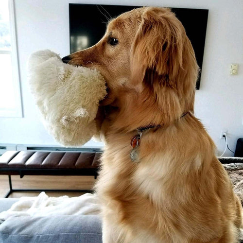 Snuggle Puppy Heartbeat Dog Toy for Puppies, Real-Feel Heartbeat, Calming Sleep Aid and Crate Training Comfort Toy with Heat Pack, Cream Plush Design