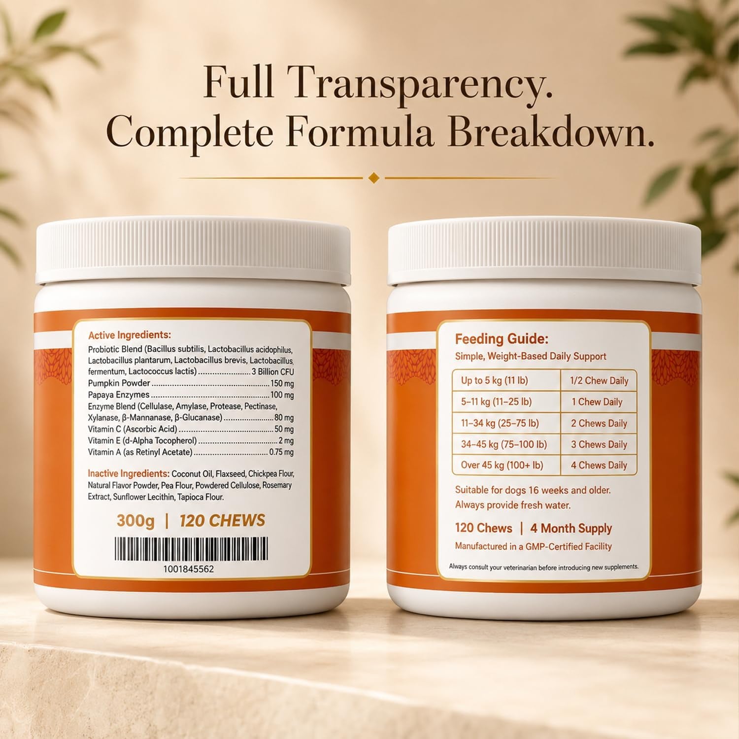 Wikiray Probiotics for Dogs – Soft Chews for Digestive Health & Immunity | 120 Chews | 3 Billion CFU, Pumpkin, Enzymes, Vitamins & Prebiotics | Made with Natural Ingredients