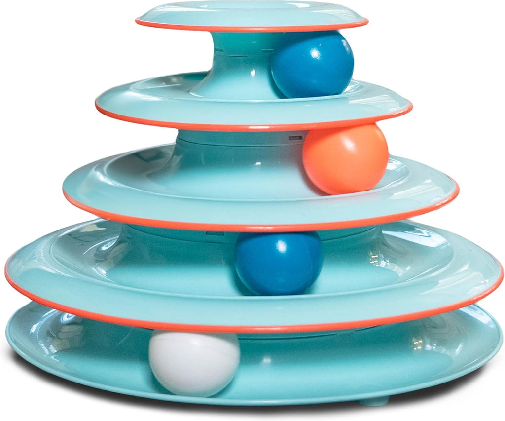 Tower of Tracks Cat Toy – 3-Level Track Tower with 6 Balls, Interactive Cat Toy for Indoor Enrichment