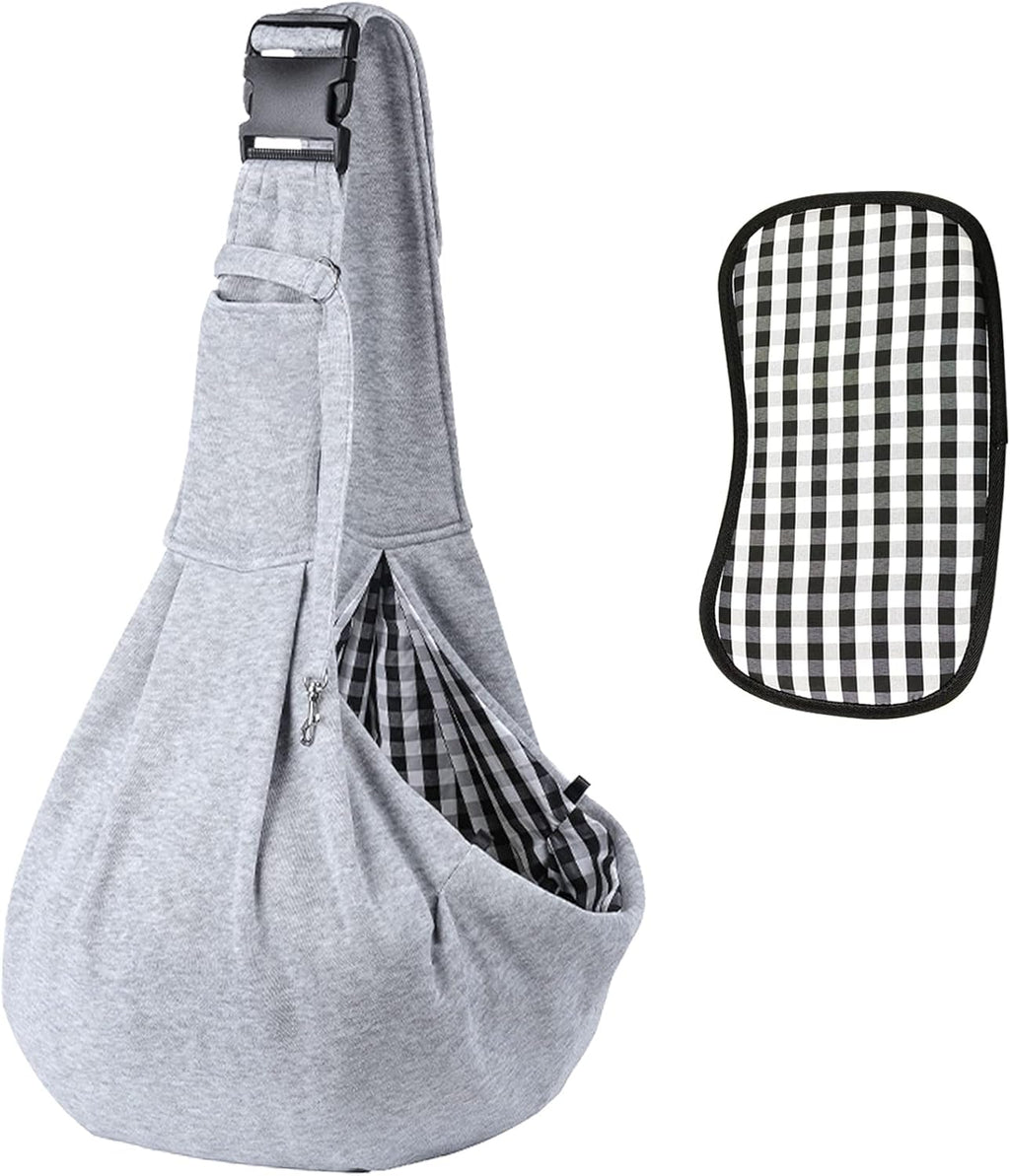 Dog and Cats Carrier Sling, Puppy Small Pet Carrier up to 16.5Lbs | Comfy Hard Bottom Support, Adjustable Padded Shoulder Strap, Hands-Free Dog Carrier Sling Bag for Outdoor Travel,Gray