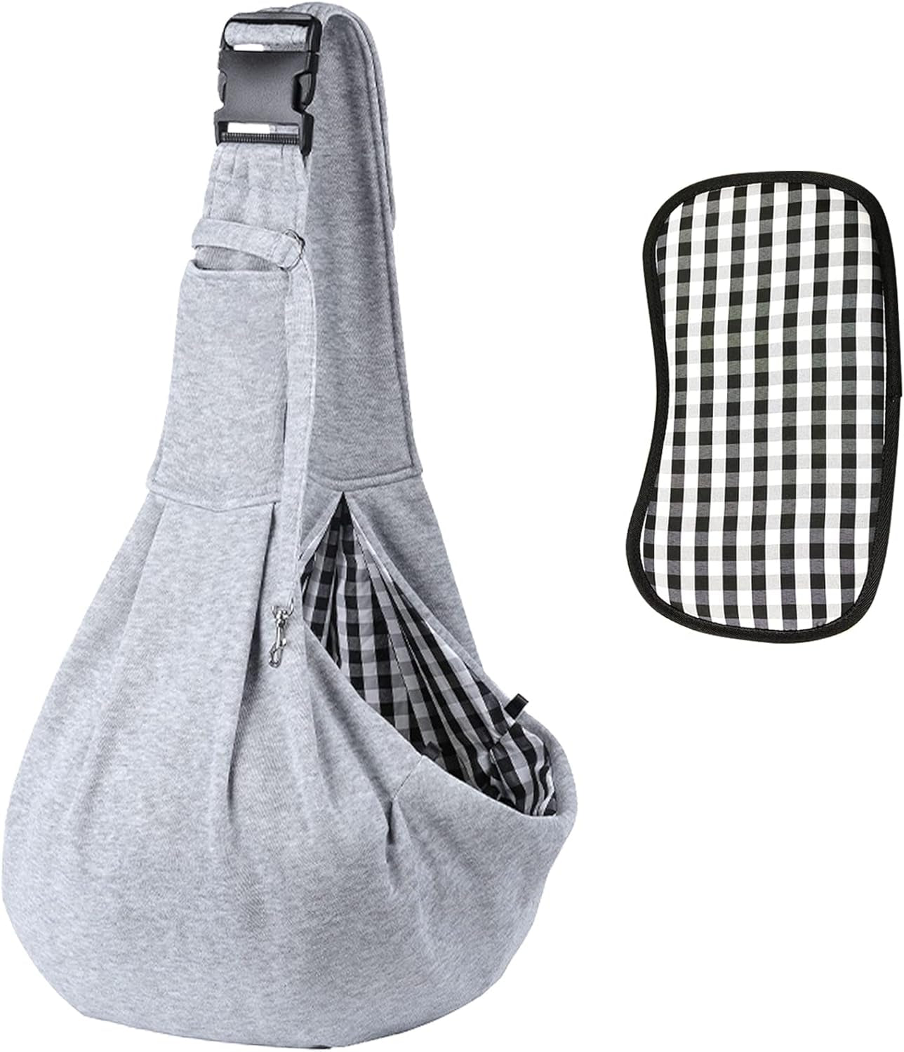 Dog and Cats Carrier Sling, Puppy Small Pet Carrier up to 16.5Lbs | Comfy Hard Bottom Support, Adjustable Padded Shoulder Strap, Hands-Free Dog Carrier Sling Bag for Outdoor Travel,Gray