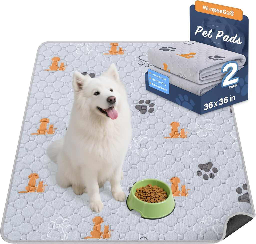 Washable Pee Pads for Dogs, Waterproof, 18 X 24 In, 4 Pack, Gray | Super Absorbent, Waterproof and Non-Slip; Washable, Reusable Dog Pads for Crates, Playpens, Floors, Furniture and Travel