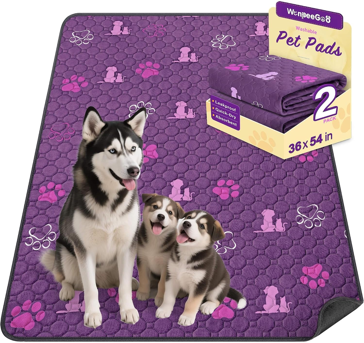 Washable Pee Pads for Dogs, Waterproof, 18 X 24 In, 4 Pack, Gray | Super Absorbent, Waterproof and Non-Slip; Washable, Reusable Dog Pads for Crates, Playpens, Floors, Furniture and Travel