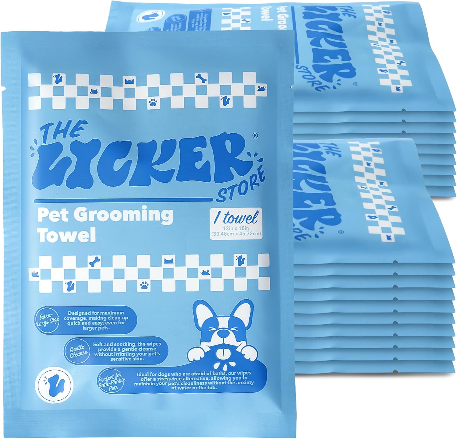 PWP1007A-3SET Dog Bath and Grooming Towels, Ultra-Absorbent & Soft Pet Wipes for Paws, Body and Butt, Hypoallergenic & Cruelty-Free, Alcohol-Free, 5.1" X 7.1", 3 Count