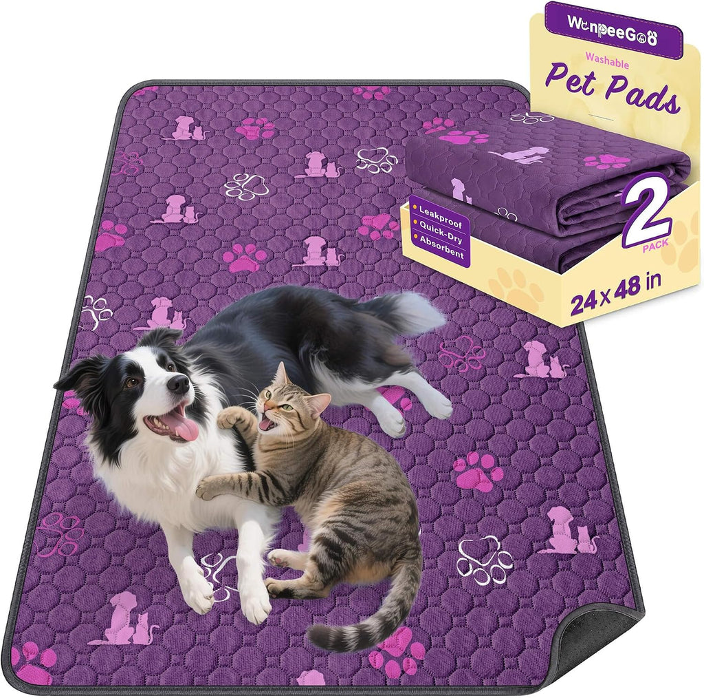 Washable Pee Pads for Dogs, Waterproof, 18 X 24 In, 4 Pack, Gray | Super Absorbent, Waterproof and Non-Slip; Washable, Reusable Dog Pads for Crates, Playpens, Floors, Furniture and Travel