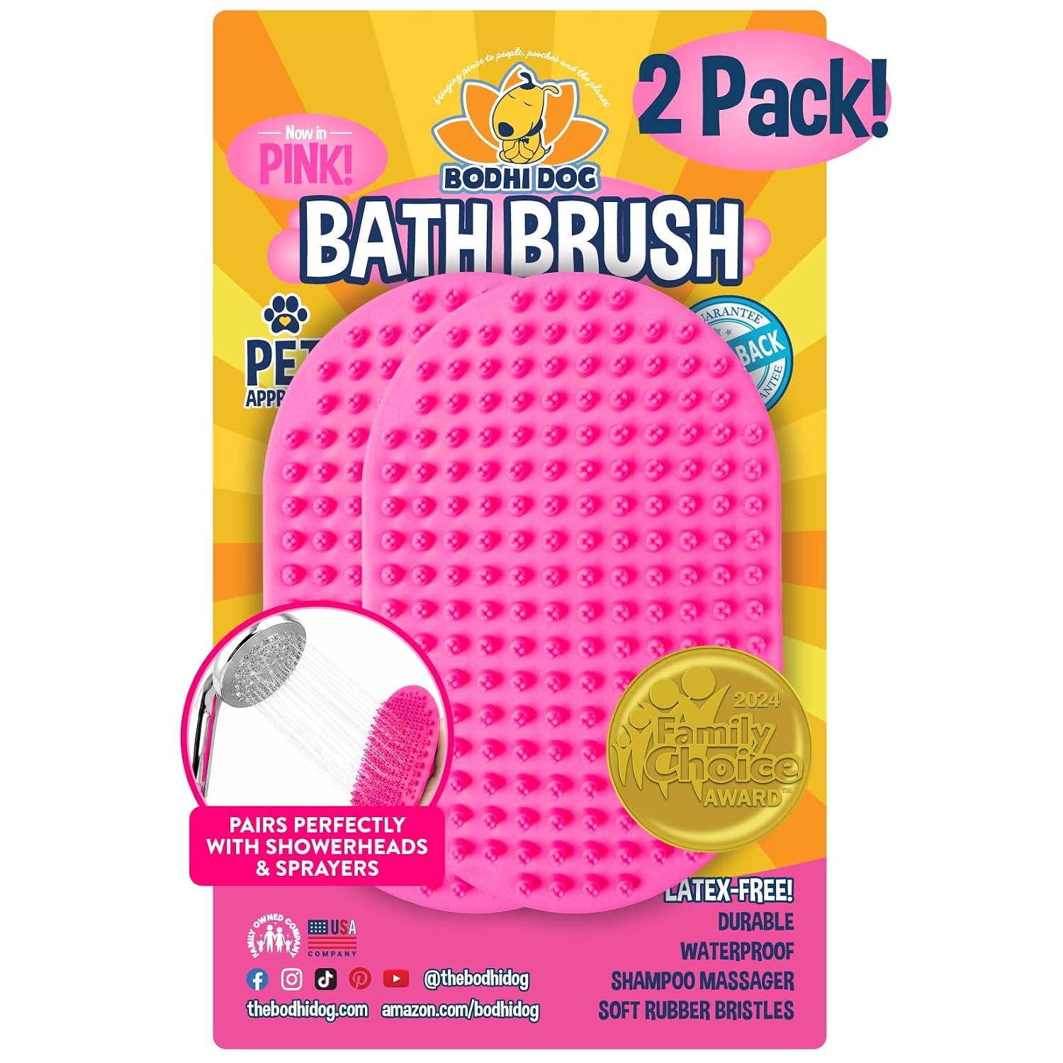Shampoo Brush - Pet Grooming & Bath Supplies for Dogs and Cats - Bath Brush for Long & Short Hair - Premium Scrubber for Shower, Showerhead, Sprayer & Bathing (One Pack, Blue)