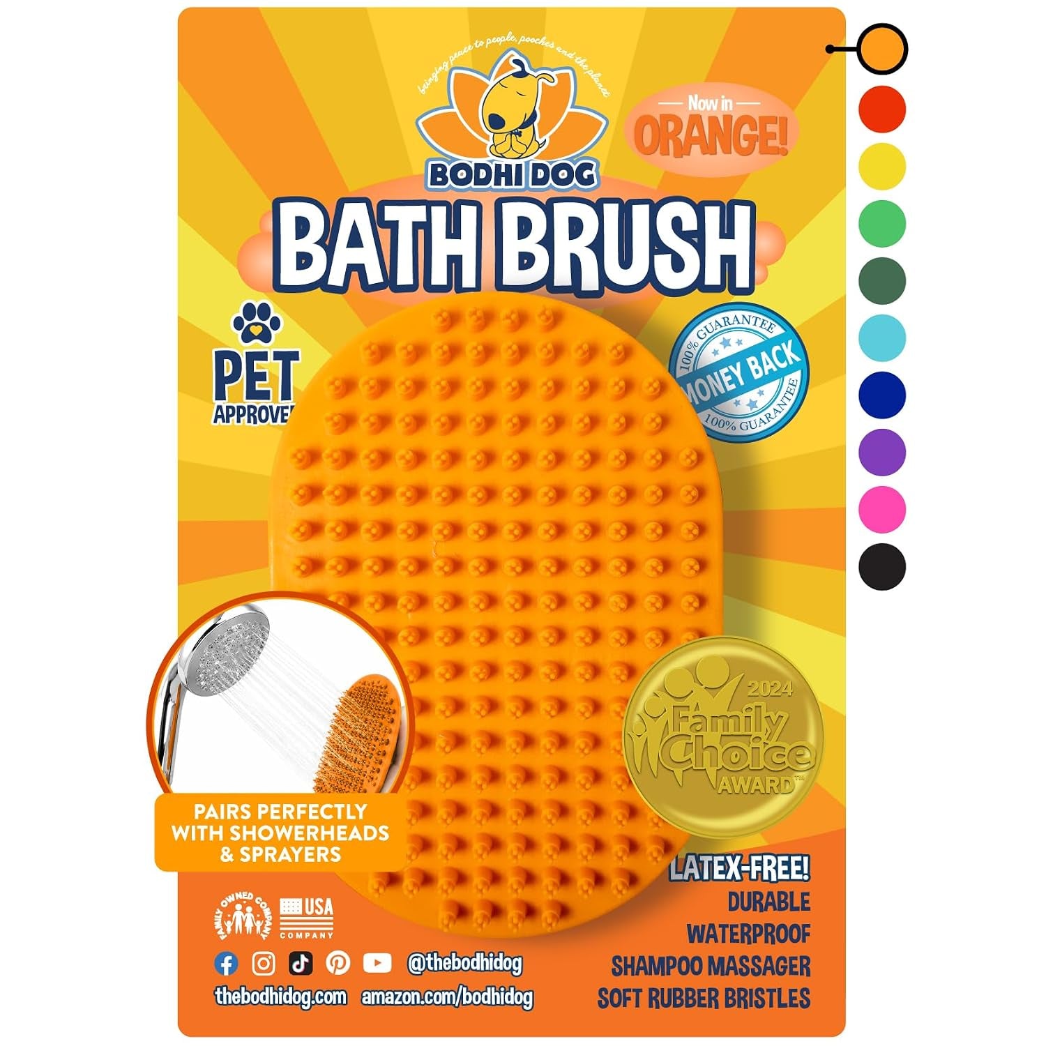 Shampoo Brush - Pet Grooming & Bath Supplies for Dogs and Cats - Bath Brush for Long & Short Hair - Premium Scrubber for Shower, Showerhead, Sprayer & Bathing (One Pack, Blue)