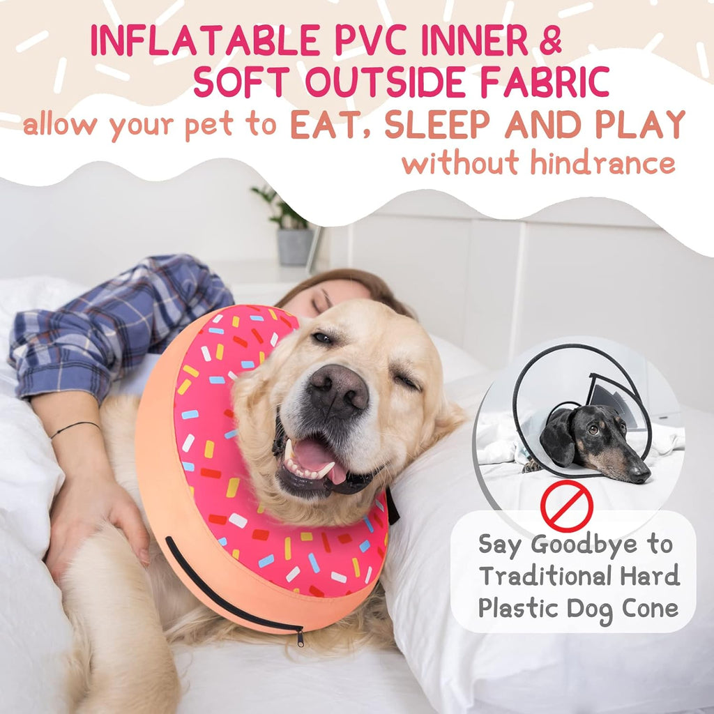 Inflatable Dog Cone Collar Alternative after Surgery, Doggie Neck Donut Collar Recovery Ecollar for Post Surgery, Soft Dog Cone for Small Medium Puppies Cats