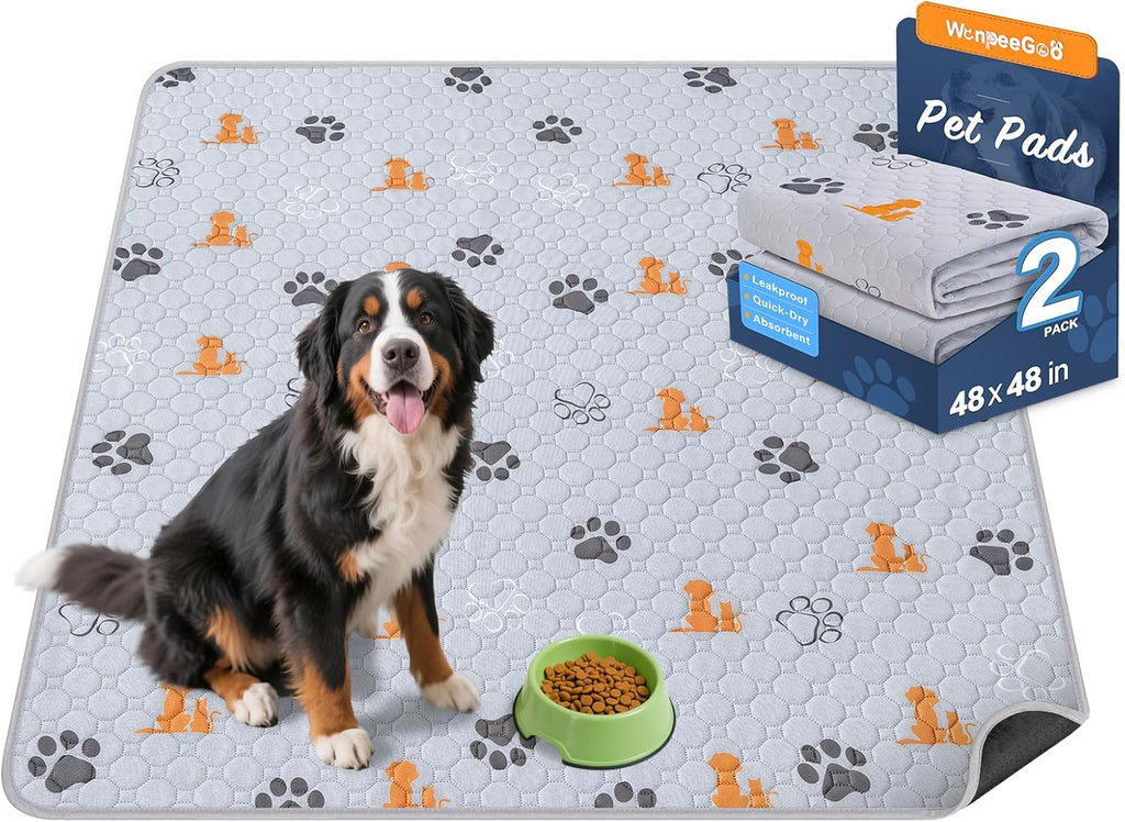 Washable Pee Pads for Dogs, Waterproof, 18 X 24 In, 4 Pack, Gray | Super Absorbent, Waterproof and Non-Slip; Washable, Reusable Dog Pads for Crates, Playpens, Floors, Furniture and Travel