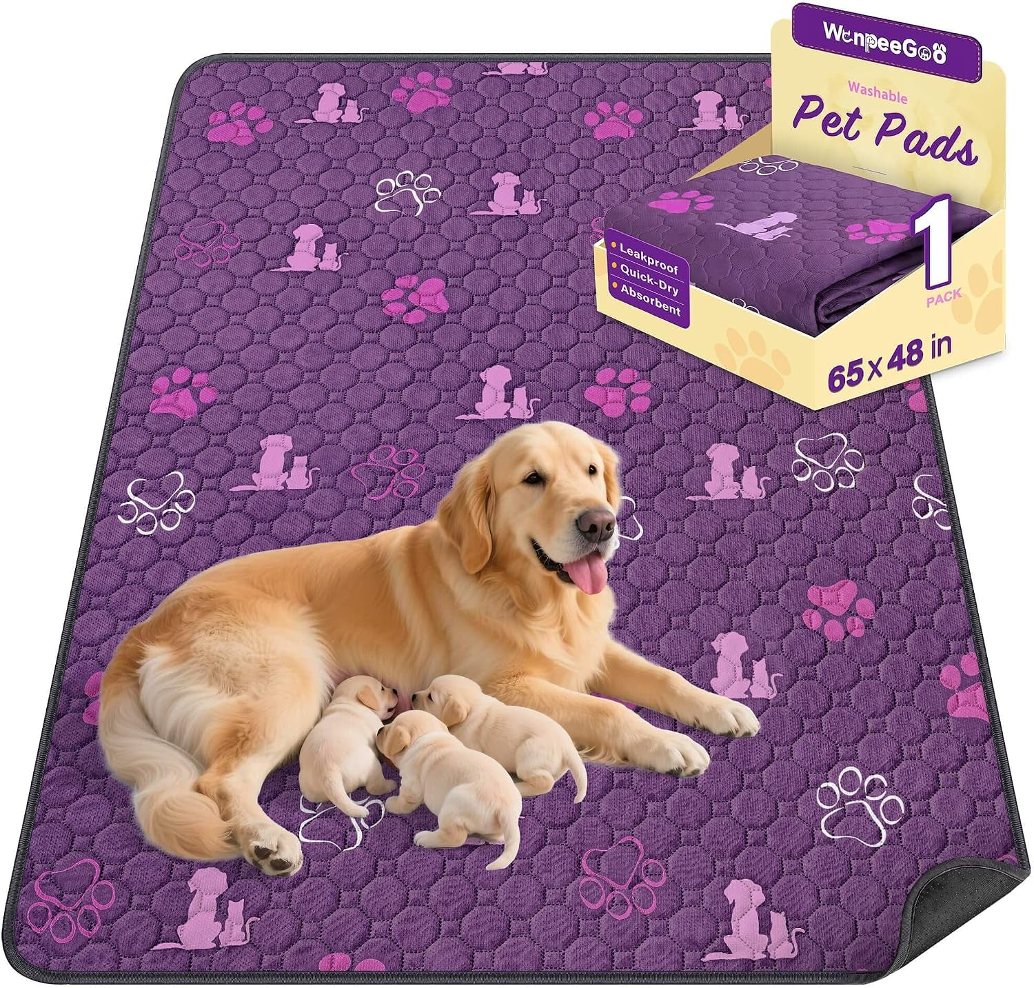 Washable Pee Pads for Dogs, Waterproof, 18 X 24 In, 4 Pack, Gray | Super Absorbent, Waterproof and Non-Slip; Washable, Reusable Dog Pads for Crates, Playpens, Floors, Furniture and Travel