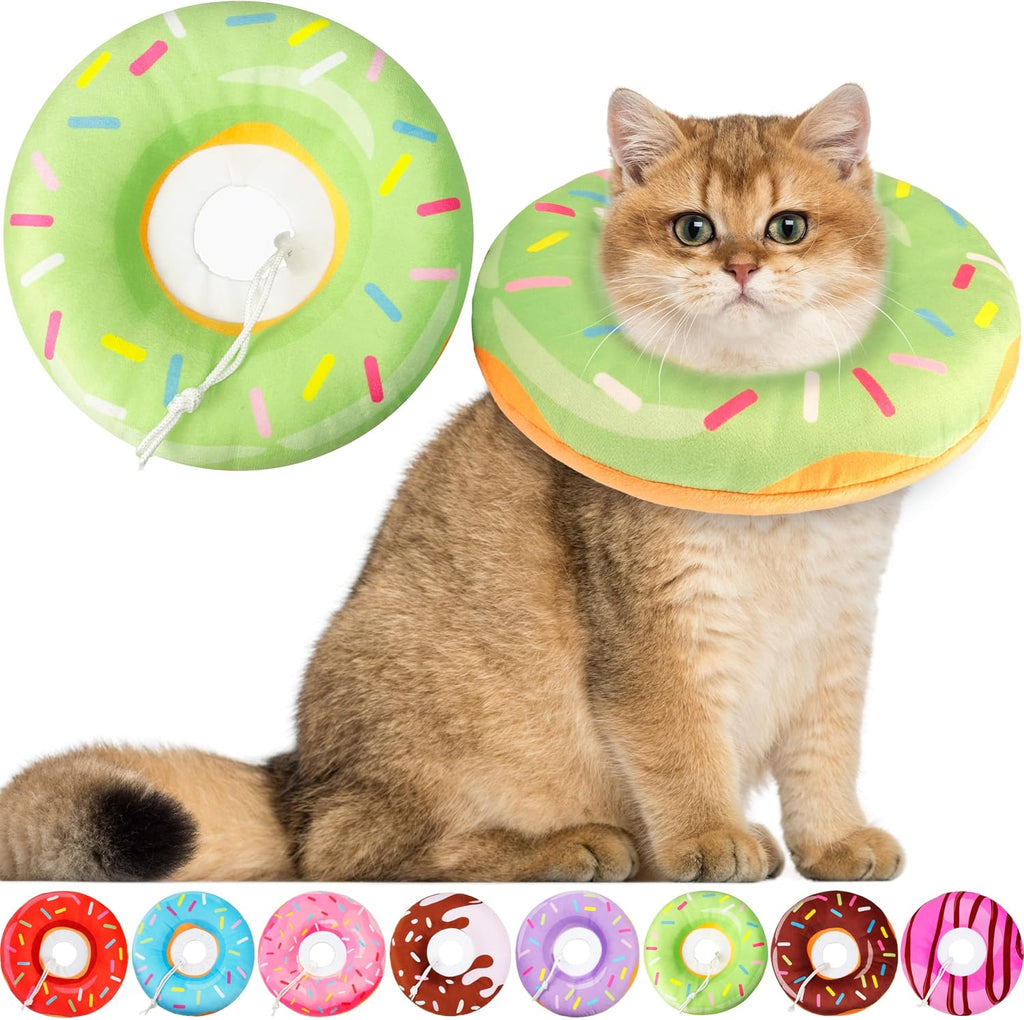 Cat Cone Collar Soft, Cat Recovery Collar for Wound Healing Cute Donut Adjustable Kitten Cones to Stop Licking Comfortable Lightweight Neck Elizabethan Collars for Kittens after Surgery