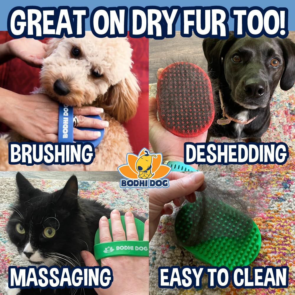 Shampoo Brush - Pet Grooming & Bath Supplies for Dogs and Cats - Bath Brush for Long & Short Hair - Premium Scrubber for Shower, Showerhead, Sprayer & Bathing (One Pack, Blue)