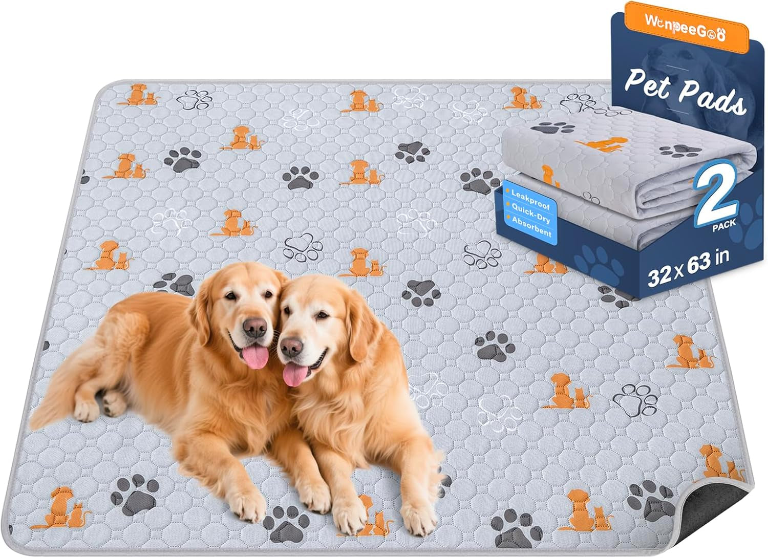 Washable Pee Pads for Dogs, Waterproof, 18 X 24 In, 4 Pack, Gray | Super Absorbent, Waterproof and Non-Slip; Washable, Reusable Dog Pads for Crates, Playpens, Floors, Furniture and Travel