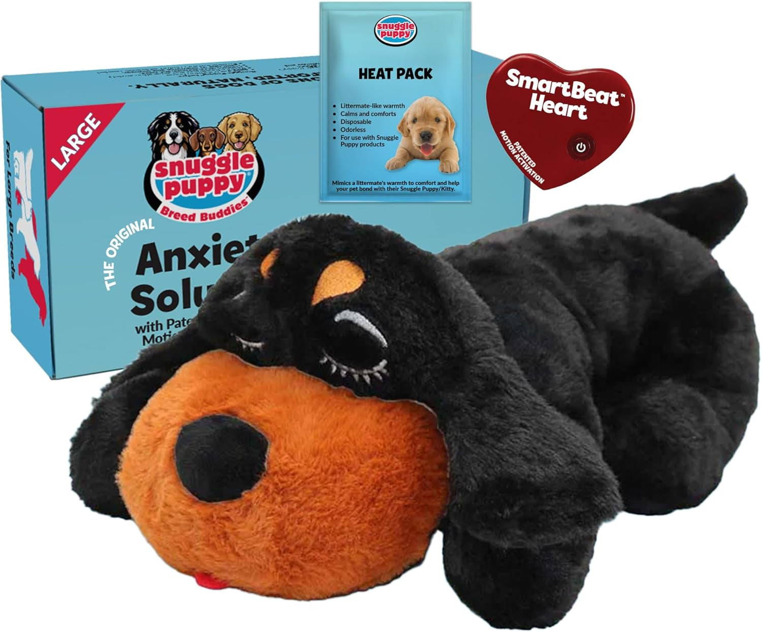 Snuggle Puppy Heartbeat Dog Toy for Puppies, Real-Feel Heartbeat, Calming Sleep Aid and Crate Training Comfort Toy with Heat Pack, Cream Plush Design
