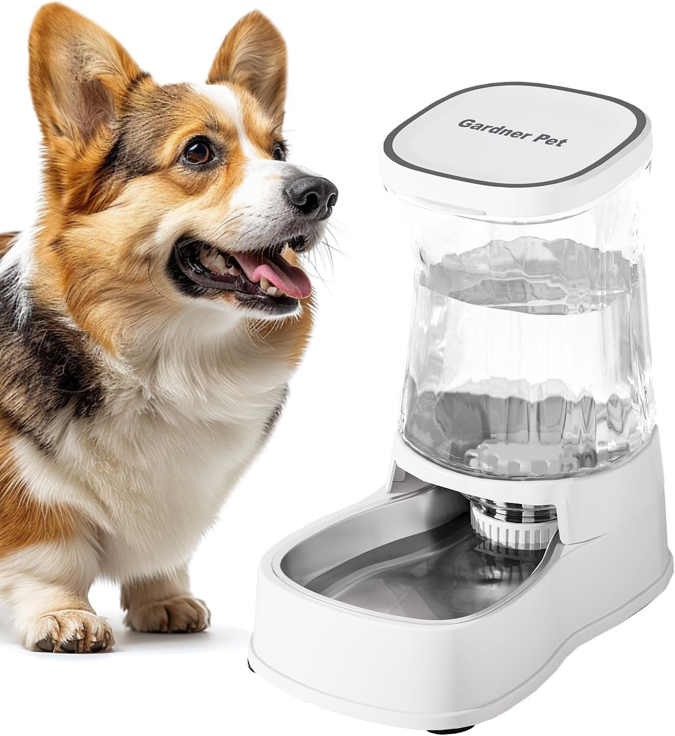 Automatic Dog Water Dispenser Gravity Stainless Steel Water Waterer Feeder, 100% Bpa-Free Large Capacity Water Feeding Bowls for Medium & Large-Sized Dogs Cats Other Pets -(1 Gallon)